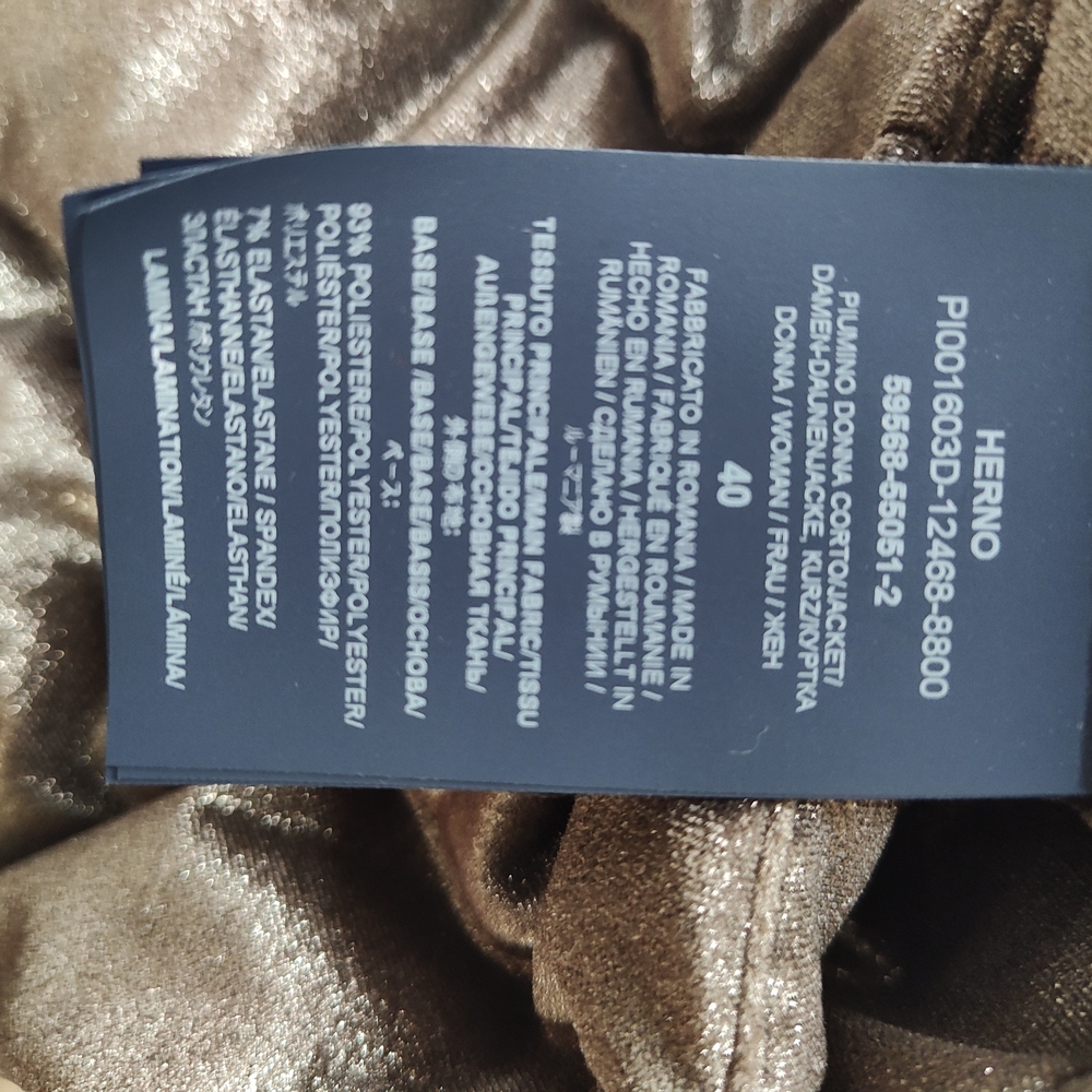 Herno Down/ Feather Fill, Ladies  Shimmering Tan/Silver Puffer Jacket/ Size 40. - Picture 6 of 17